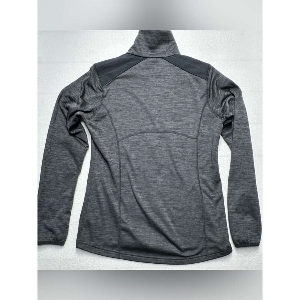 Columbia Women’s Medium 1/4 Zip Fleece Pullover Gray Black Thumbholes - Picture 5 of 6